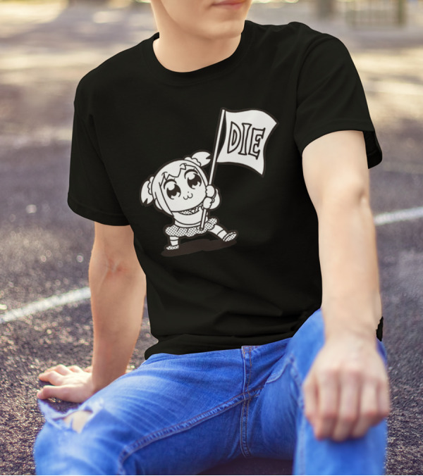 Pop Team Epic Popuko Holding Die Banner T-Shirt