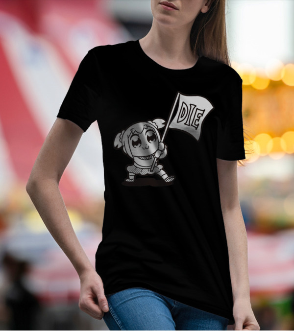 Pop Team Epic Popuko Holding Die Banner T-Shirt