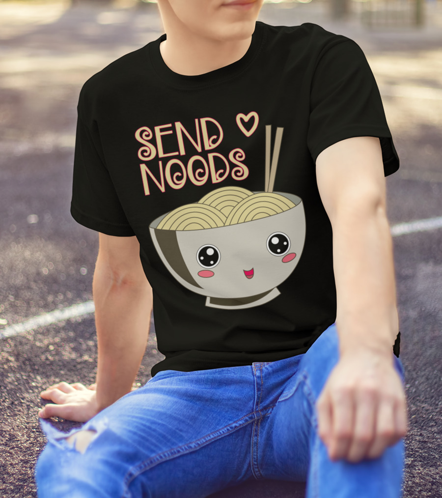 Send Noods Kawaii Ramen Bowl With Chopsticks And Heart T-Shirt