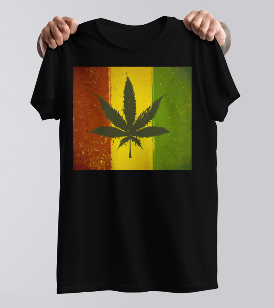 Rasta Jamaican Marijuana Leaf Legalized Pot Flag T-Shirt