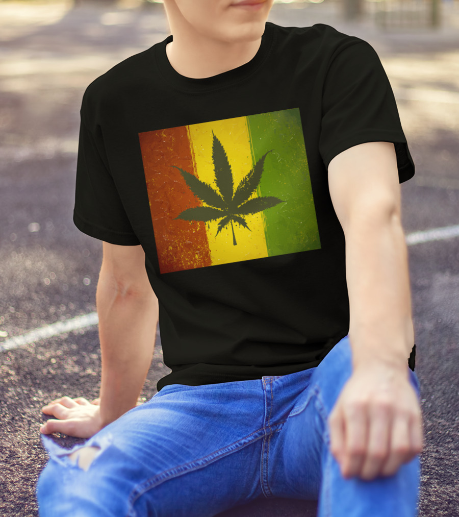 Rasta Jamaican Marijuana Leaf Legalized Pot Flag T-Shirt