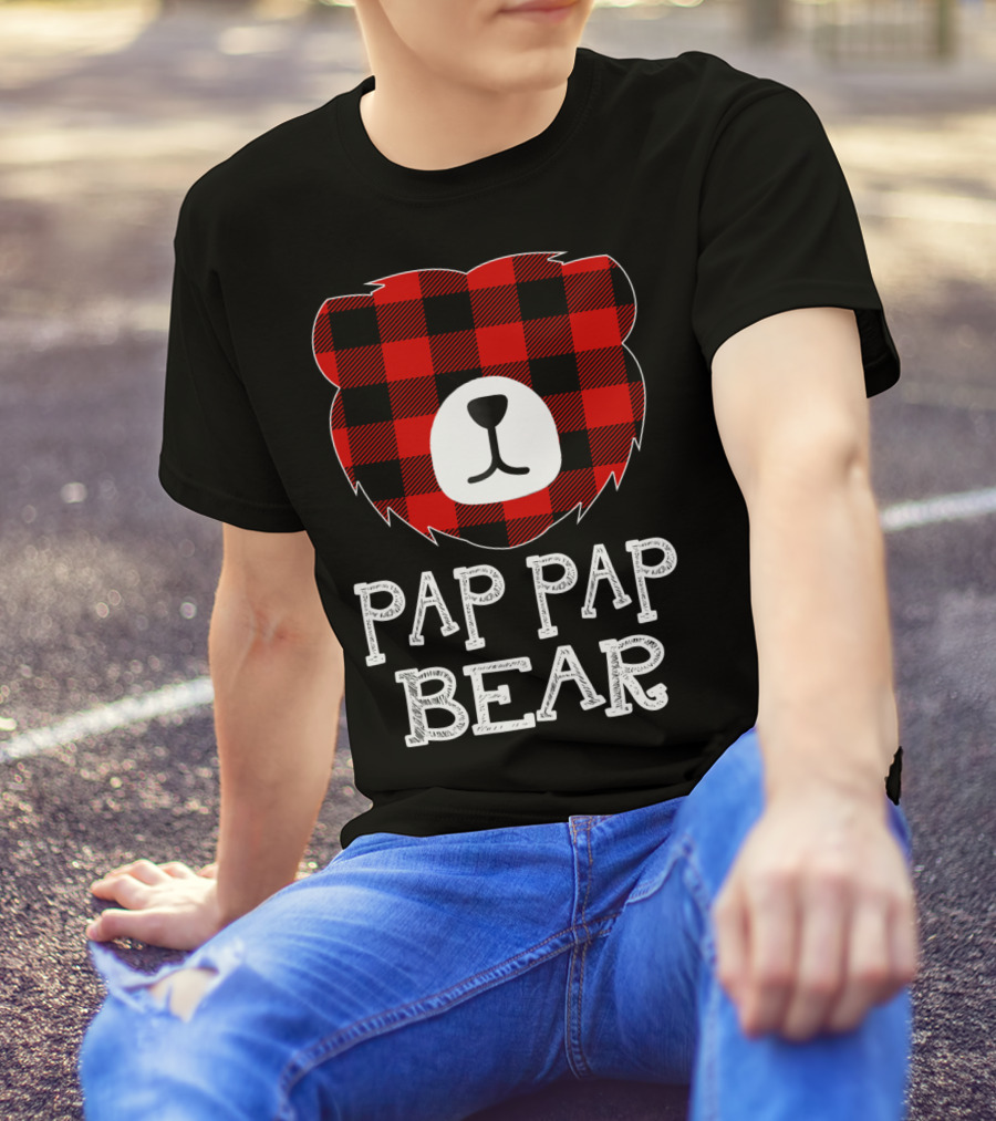 Pap Pap Bear Red Plaid Buffalo T-Shirt