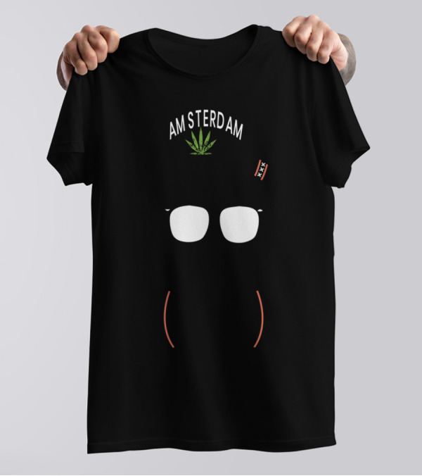 Amsterdam Holland Marijuana Souvenir Hat Glasses Headphones T-Shirt