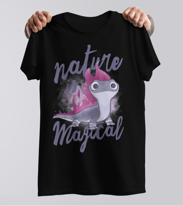 Disney Frozen 2 Salamander Character With Nature Is Magical Text T-Shirt