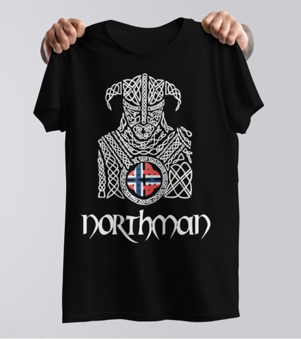 Nordic Norway Viking Northman With Norwegian Flag T-Shirt