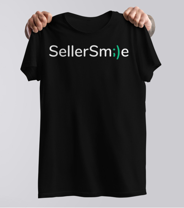 SellerSmile Wink Logo Text On Front T-Shirt