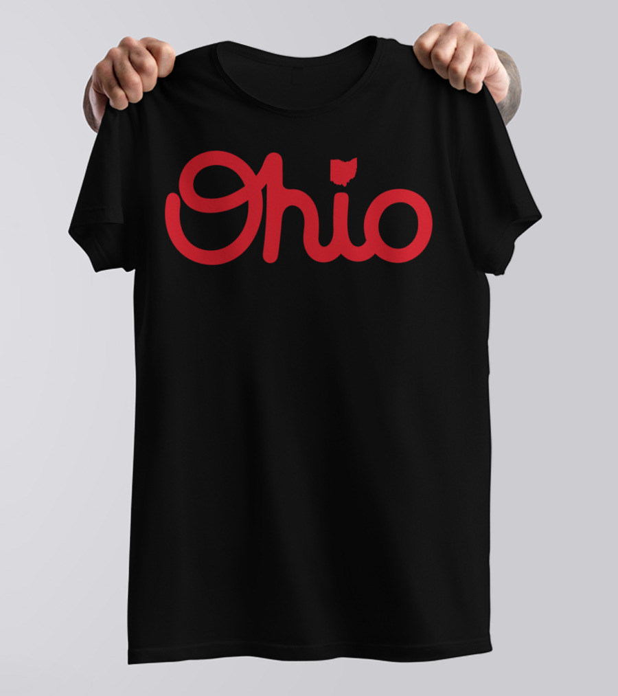 Ohio Script Ohioan State Pride With Iconic Red Text And Outline T-Shirt