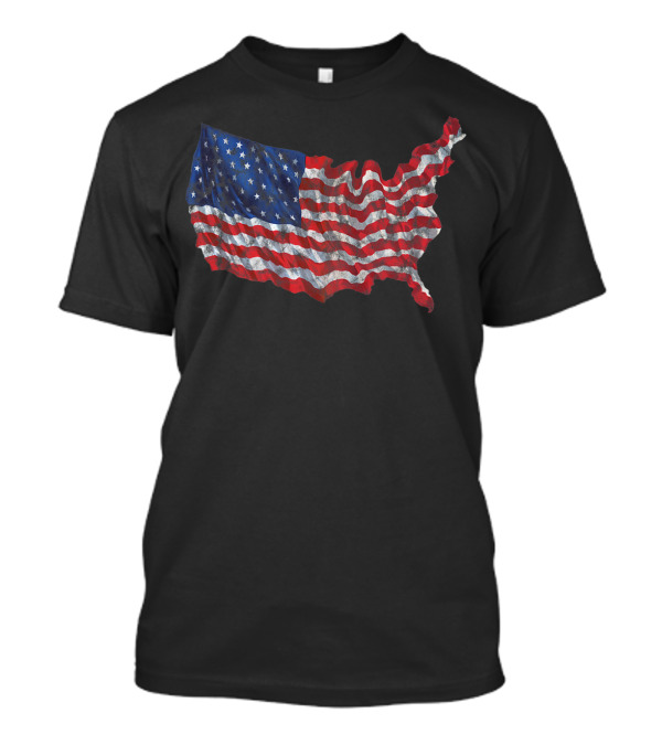 Old Glory USA Flag Map 4th Of July Patriotic T-Shirt