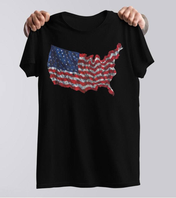 Old Glory USA Flag Map 4th Of July Patriotic T-Shirt