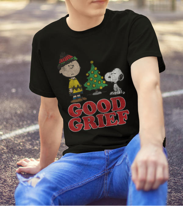 Good Grief Peanuts Holiday Snoopy And Charlie Christmas Tree T-Shirt
