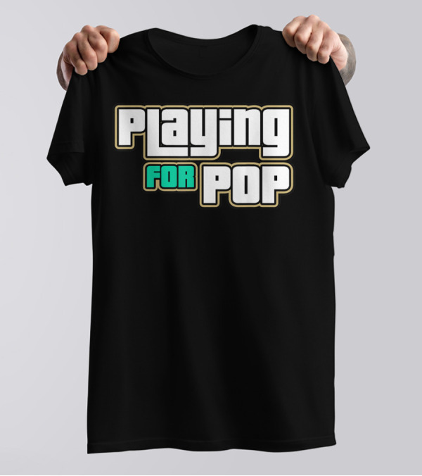 Playing For Pop Grand Theft Auto Font T-Shirt