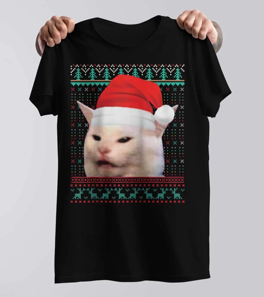 Santa Cat Ugly Christmas Merry T-Shirt