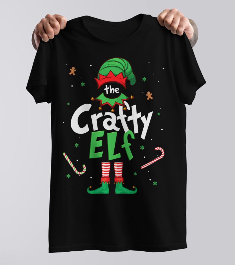 The Crafty Elf Christmas Xmas Family Candy Cane Gingerbread T-Shirt