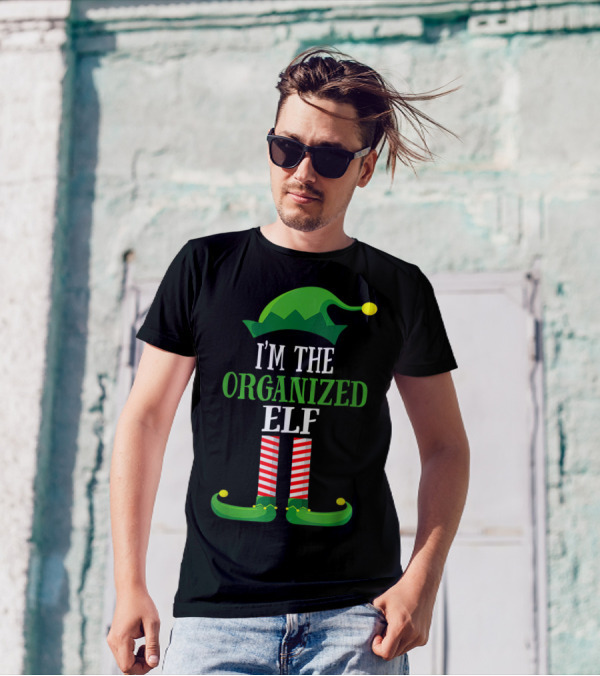 I'm The Organized Elf Festive Hat And Striped Socks Family Group T-Shirt