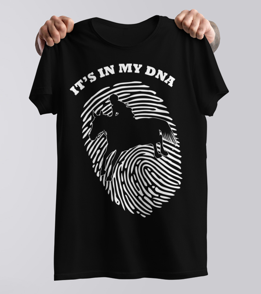 It's In My DNA Equestrian Horse Racer Fingerprint T-Shirt