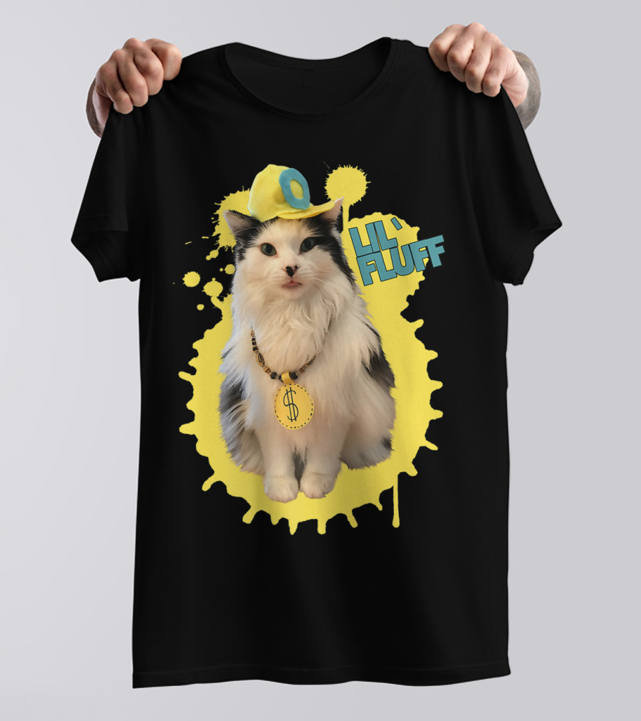 Lil' Fluff Cool Cat With Dollar Sign Necklace And Cap T-Shirt