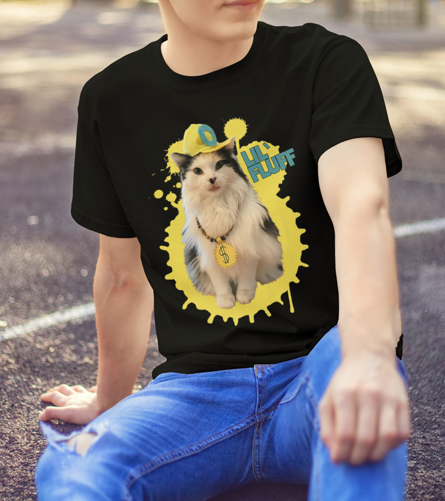 Lil' Fluff Cool Cat With Dollar Sign Necklace And Cap T-Shirt