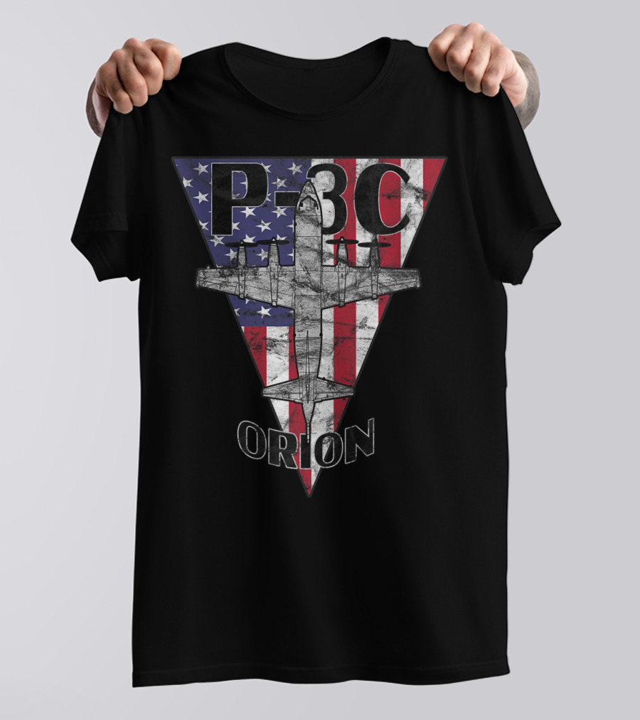 P-3C Orion American Flag Military Airplane T-Shirt