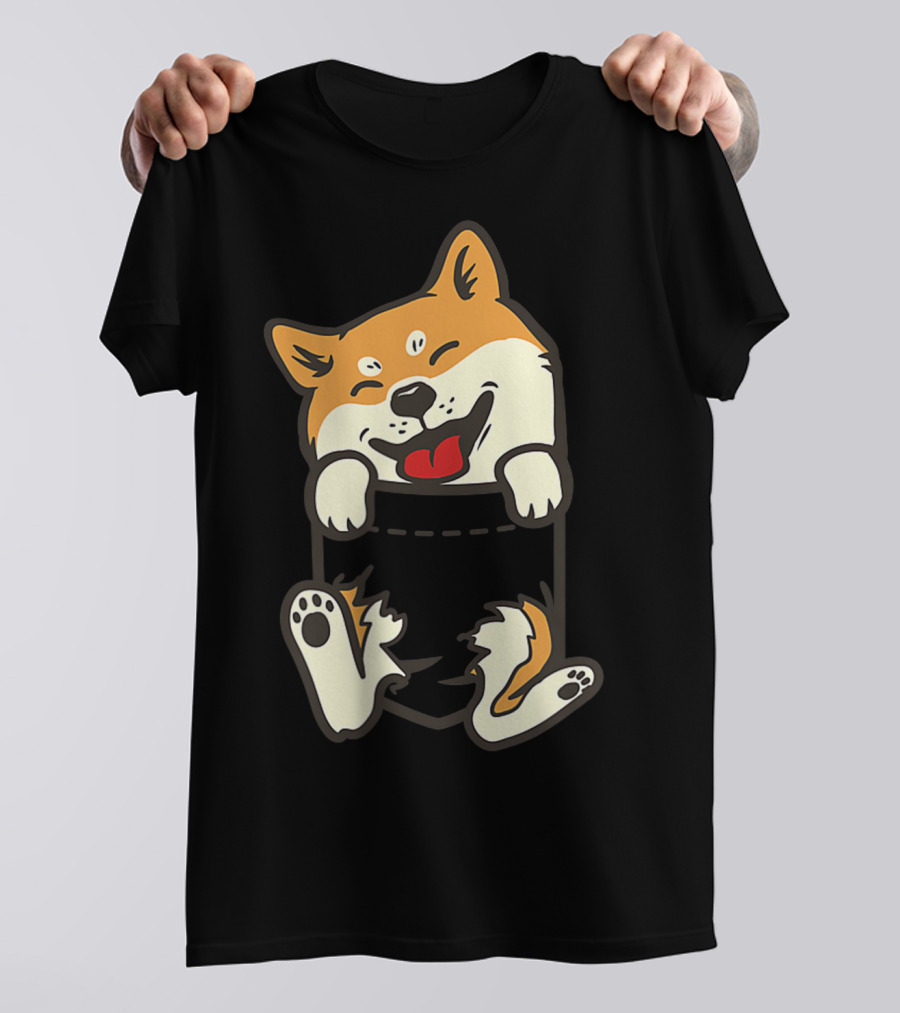 Pocket Shiba Inu Feet Cute Doge Akita Dog T-Shirt