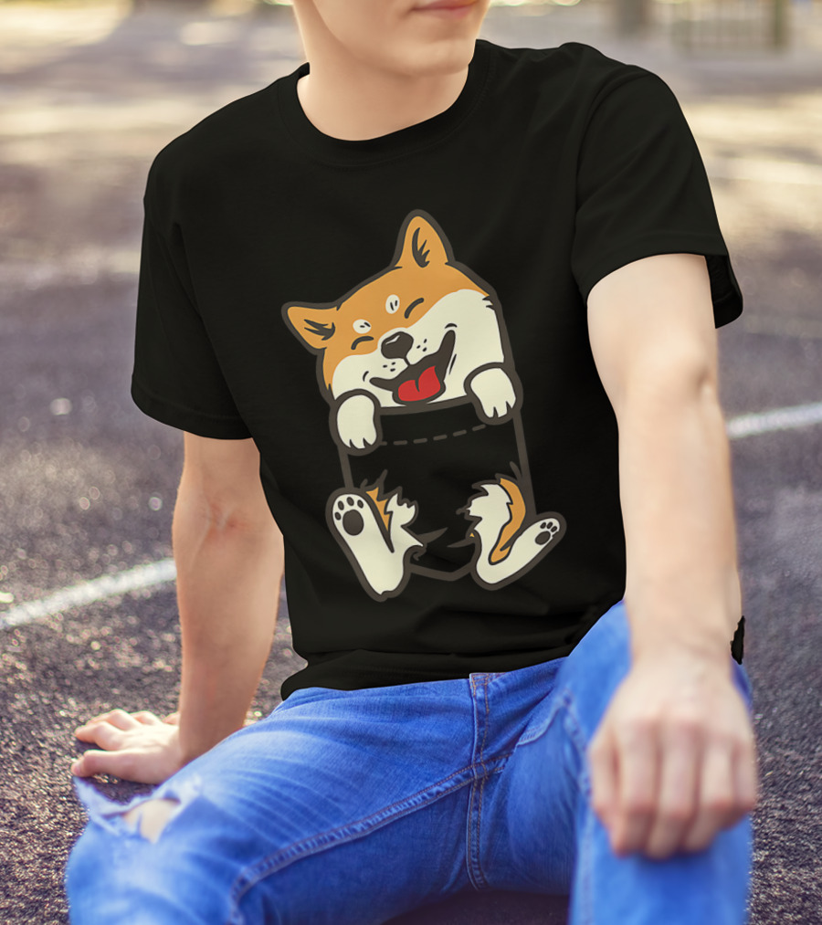 Pocket Shiba Inu Feet Cute Doge Akita Dog T-Shirt