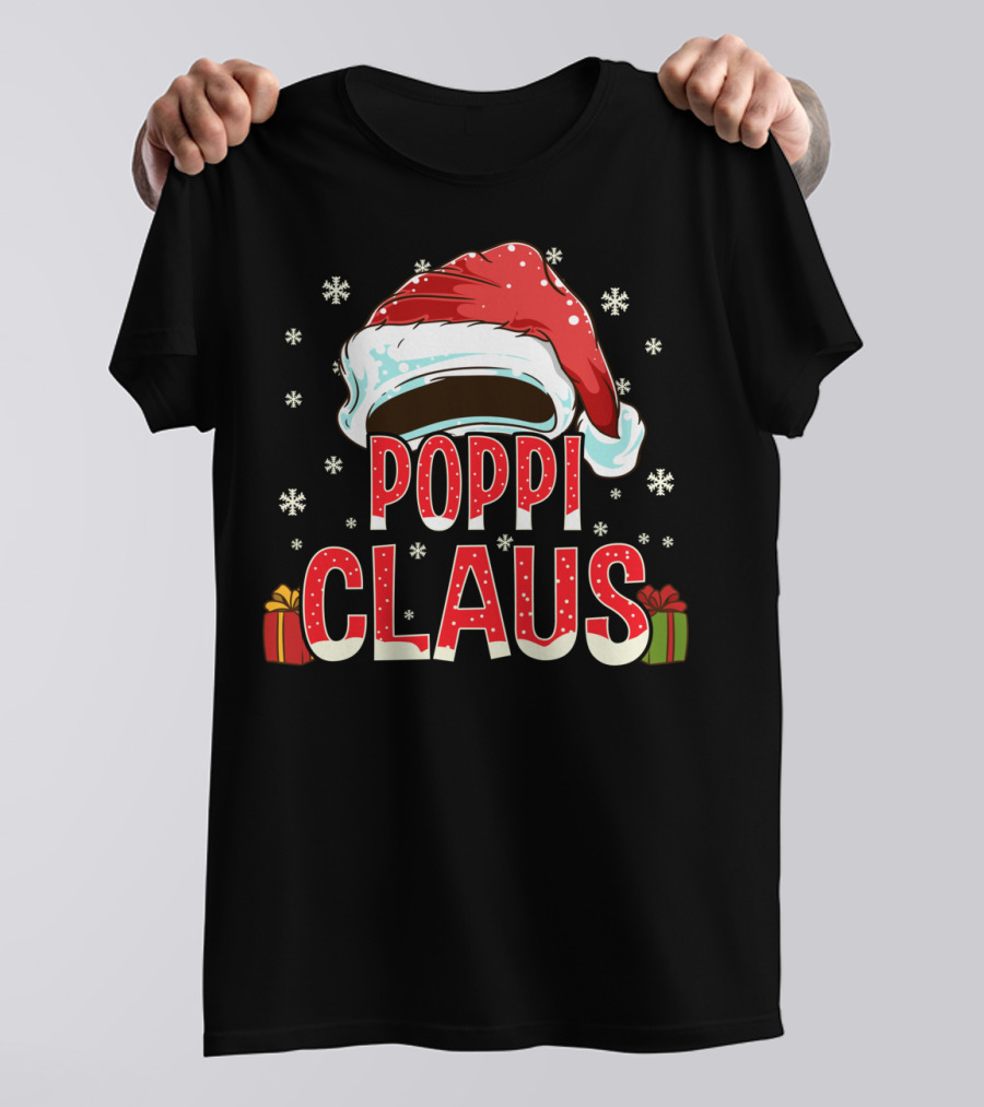 Poppi Claus Santa Hat Snowflakes Christmas Gifts T-Shirt