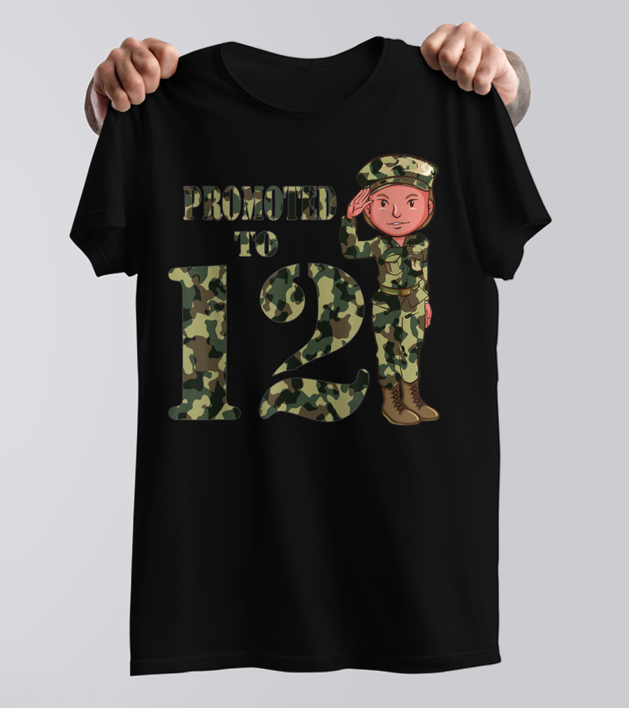 Promoted To 12 Camouflage Salute Birthday T-Shirt