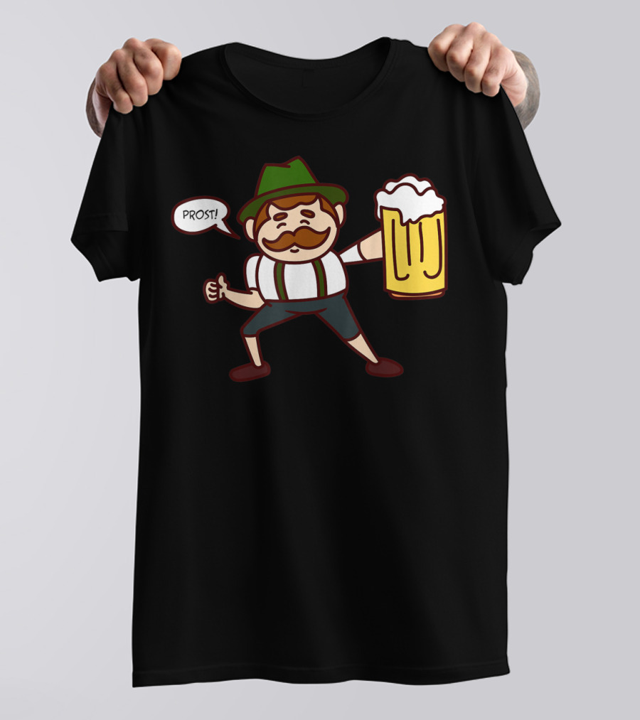 Prost Cute Lederhosen Guy With Beer October T-Shirt