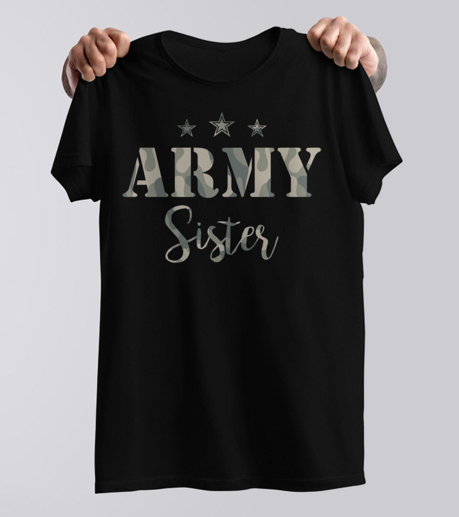 Army Sister Camouflage Stars T-Shirt