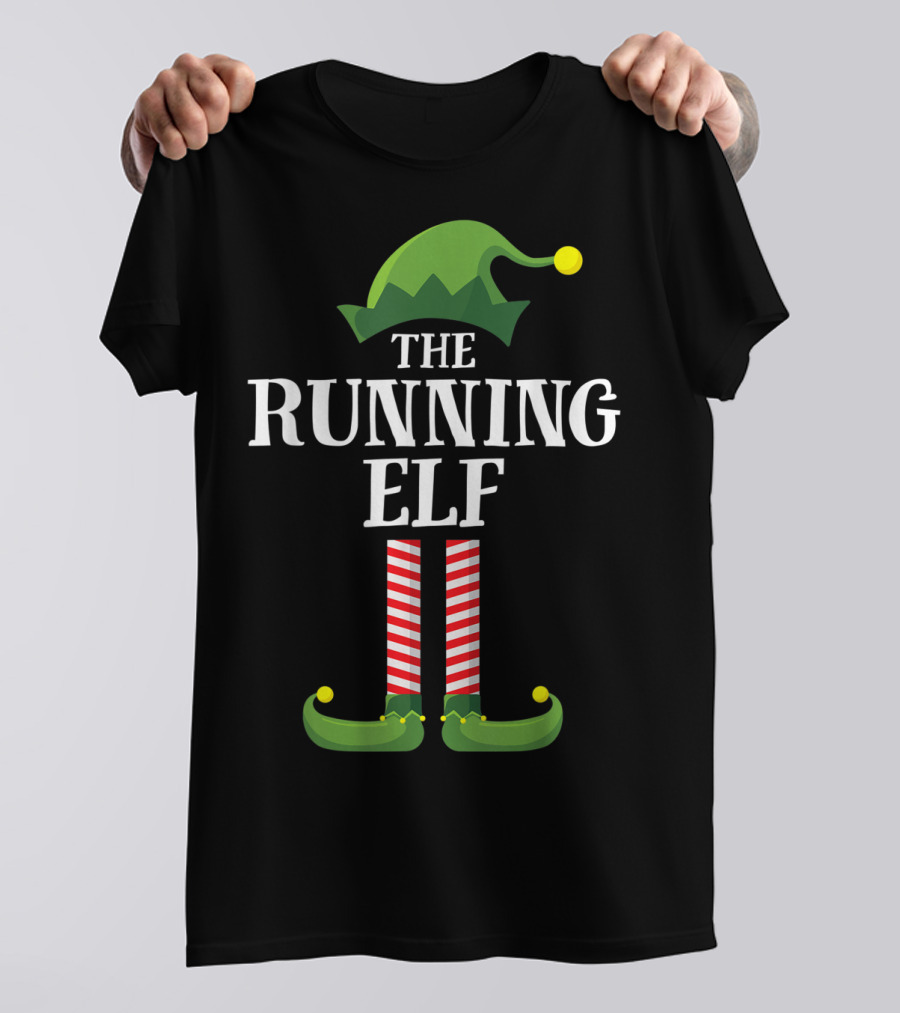 The Running Elf Matching Family Group Christmas Pajamas T-Shirt