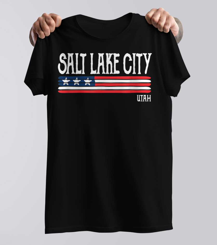 Salt Lake City Utah American Flag Stars Stripes T-Shirt
