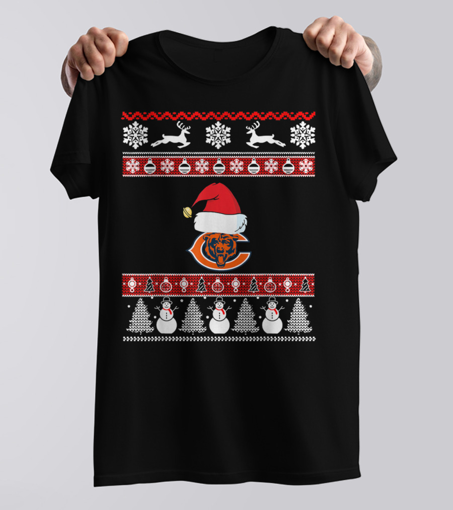 Santa Ugly Christmas Football Chicago Bears T-Shirt