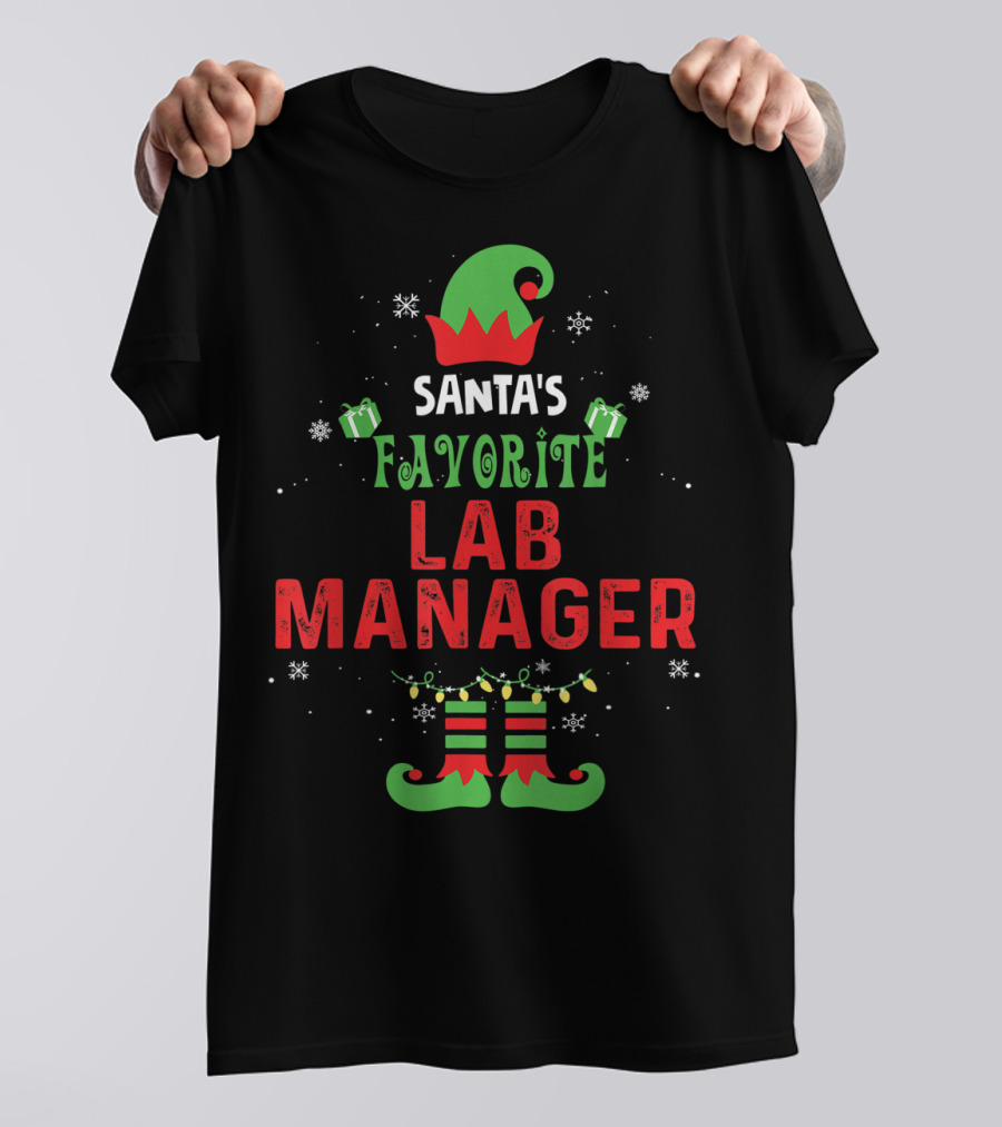Santa's Favorite Lab Manager Christmas Elf Hat And Boots T-Shirt