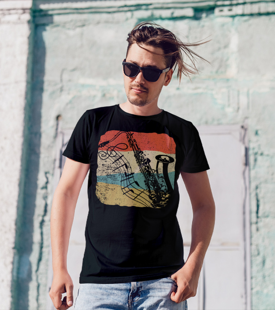 Saxophone Player Jazz Music 70s T-Shirt
