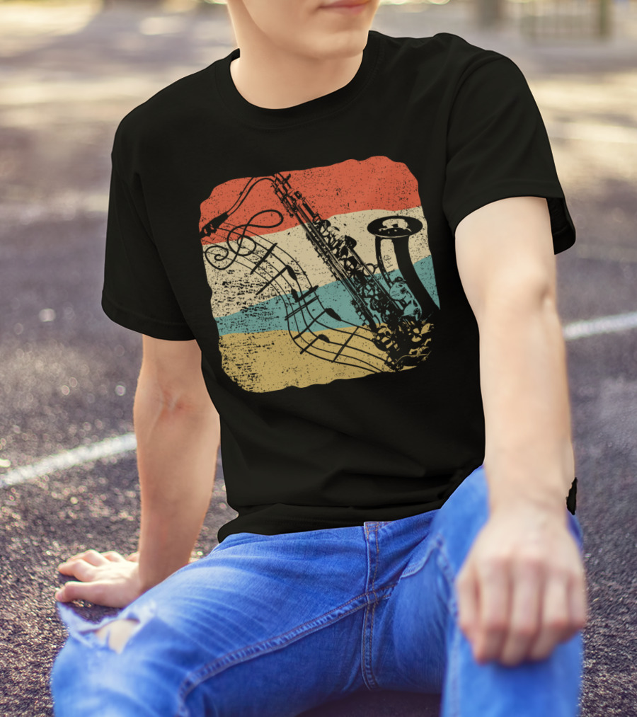 Saxophone Player Jazz Music 70s T-Shirt