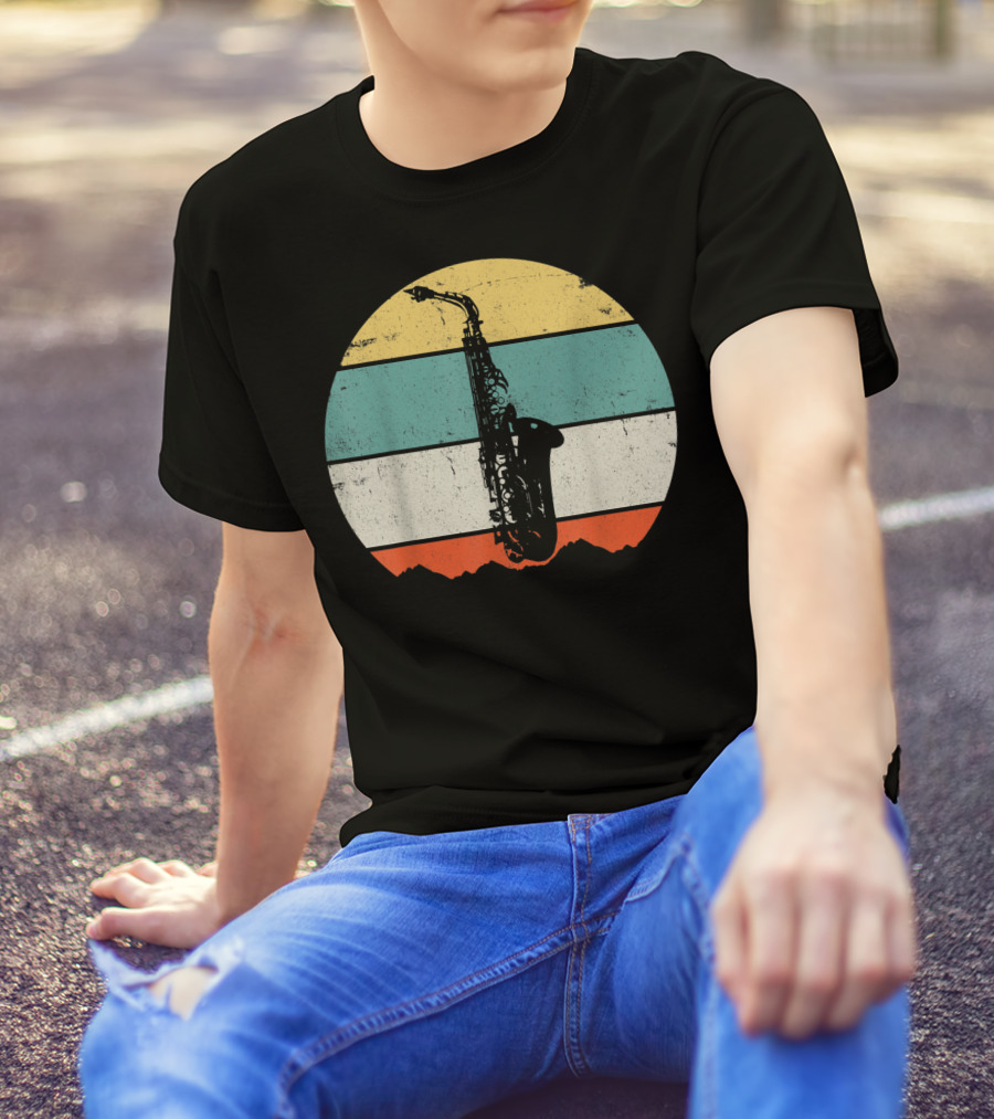 Retro Sunset Saxophone T-Shirt