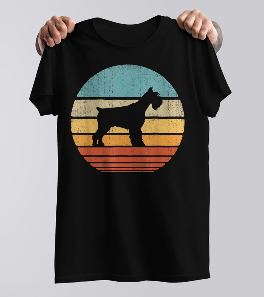 Schnauzer Retro 60S 70S Sunset Stripes T-Shirt