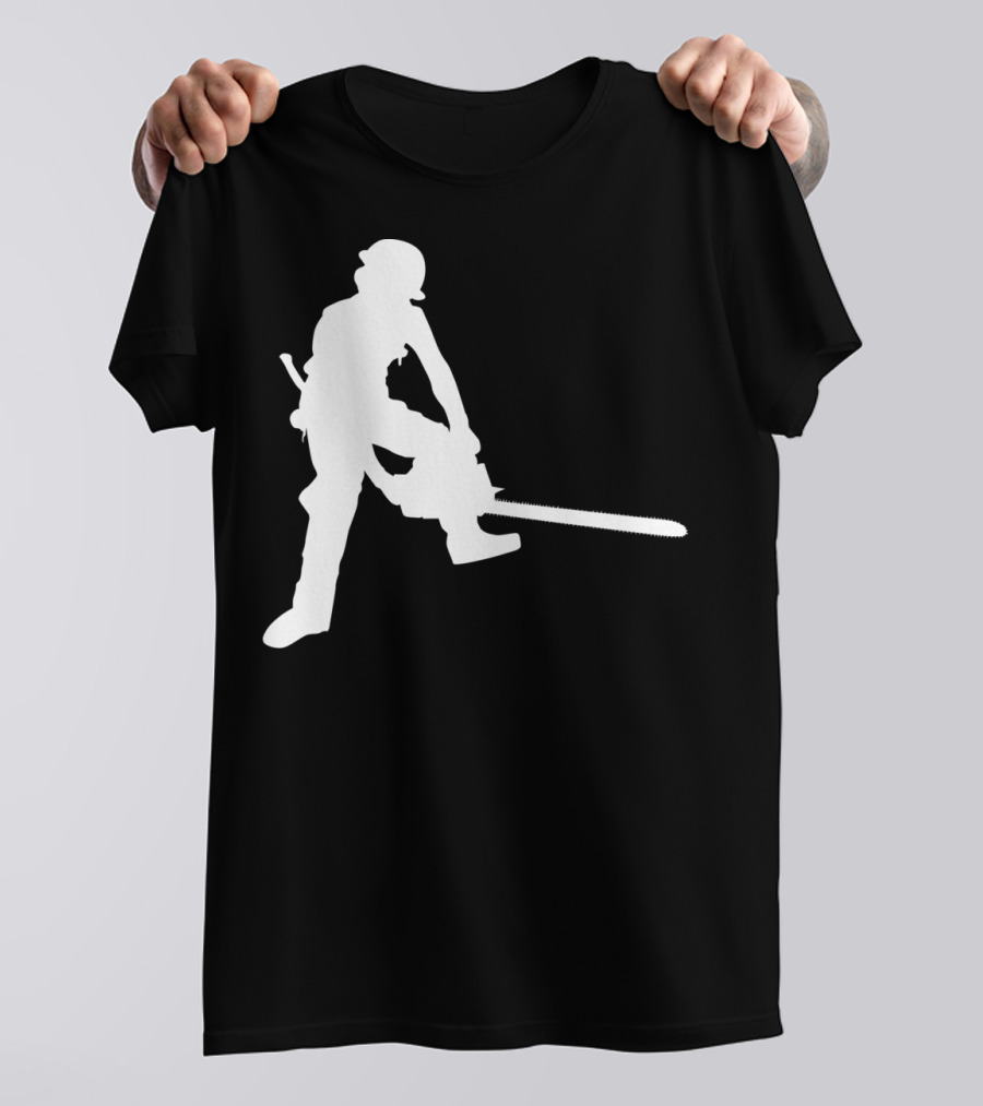 Silhouette Lumberjack Woodworker Logger With Chainsaw T-Shirt
