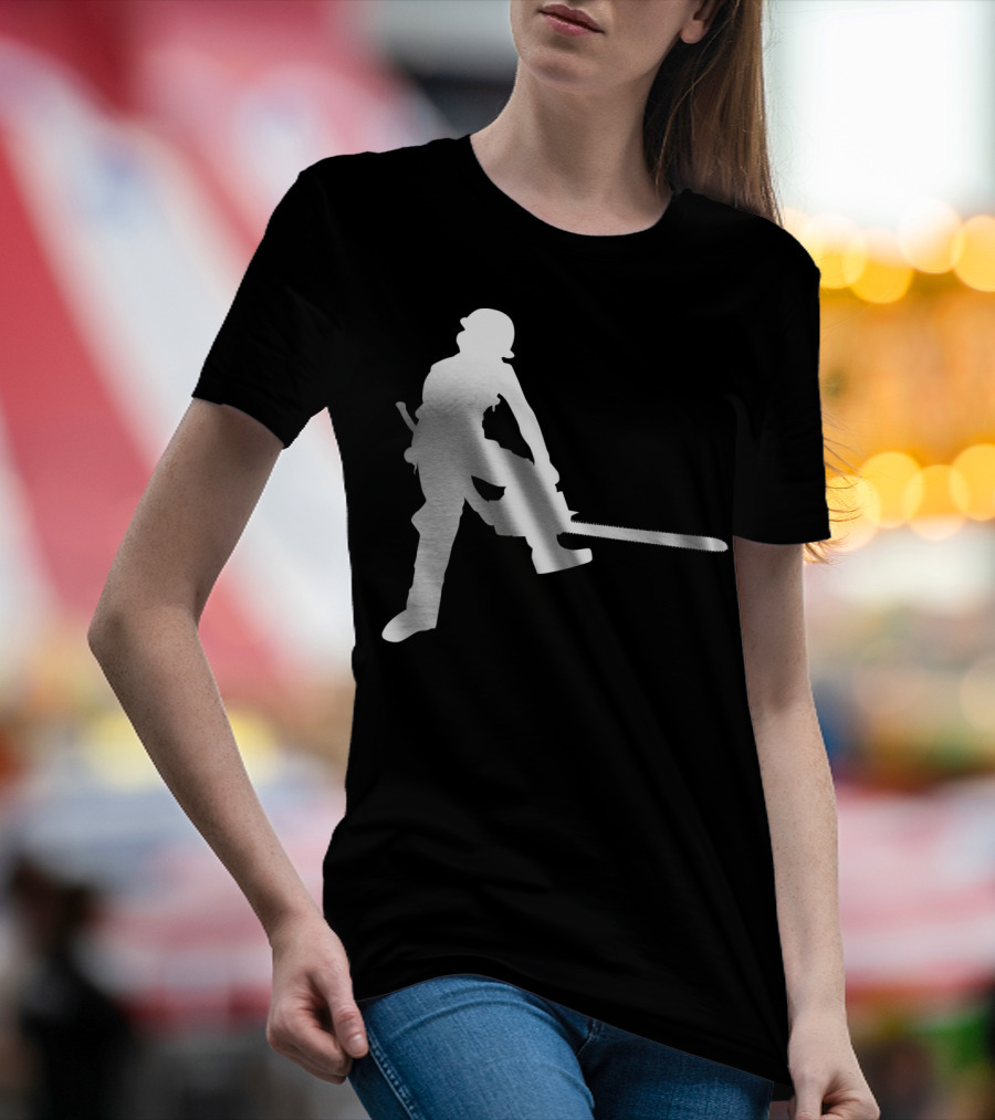 Silhouette Lumberjack Woodworker Logger With Chainsaw T-Shirt