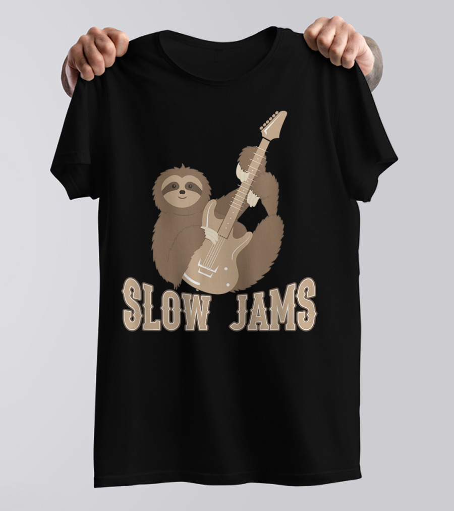 Slow Jams Sloth Fun Bass Guitar Chilled T-Shirt