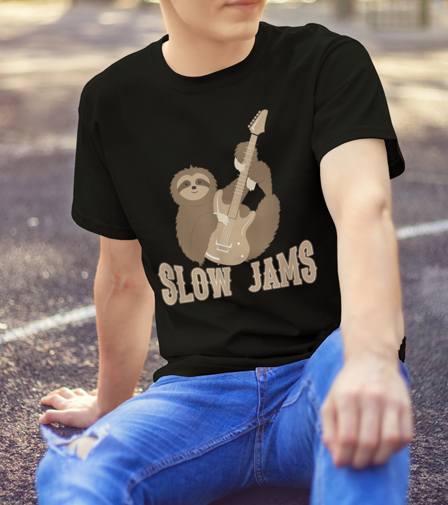 Slow Jams Sloth Fun Bass Guitar Chilled T-Shirt