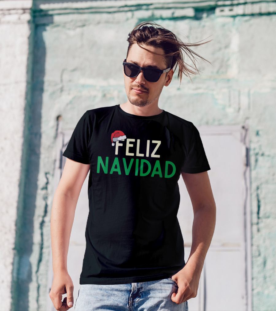 Feliz Navidad Santa Hat Spanish Christmas Fun T-Shirt