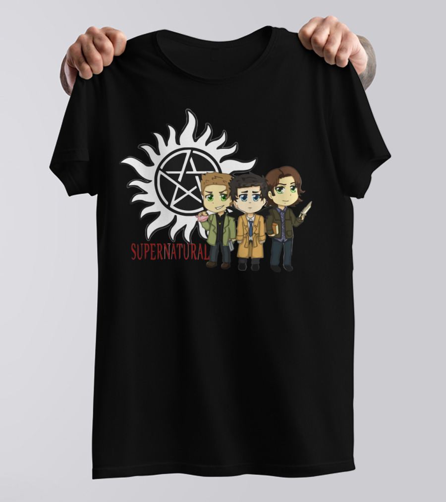 Supernatural Anti-Possession Symbol With Chibi Characters T-Shirt
