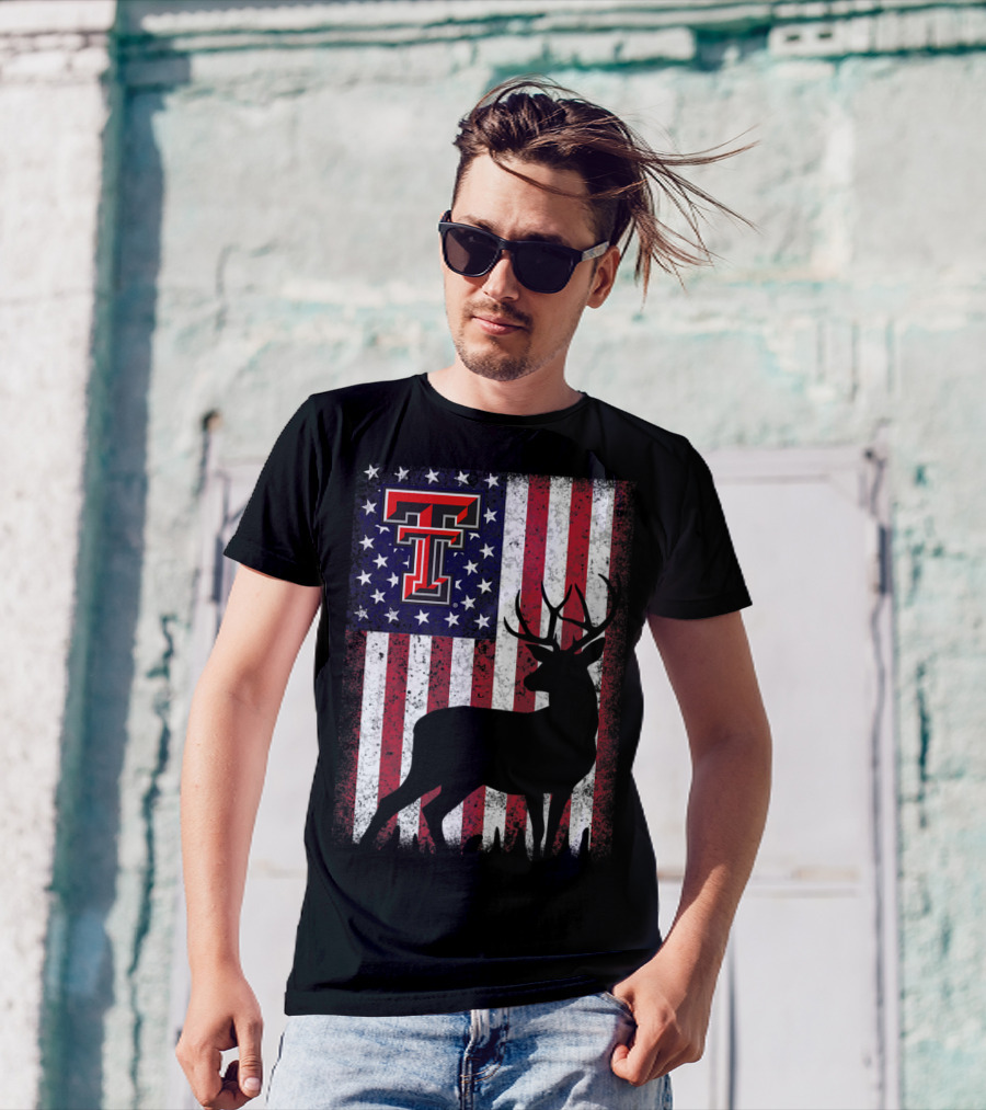 Texas Tech Red Raiders American Flag Deer T-Shirt