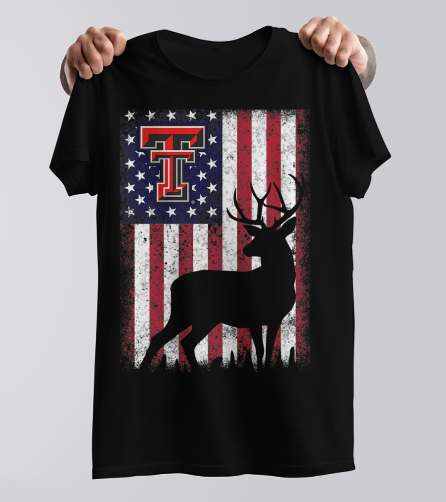 Texas Tech Red Raiders American Flag Deer T-Shirt