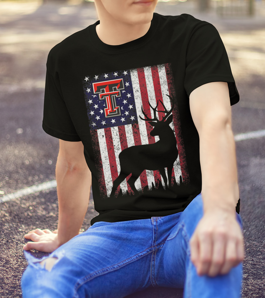Texas Tech Red Raiders American Flag Deer T-Shirt