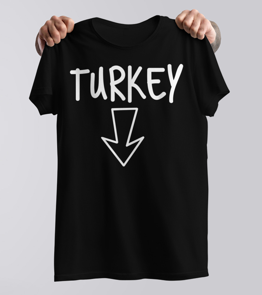 Turkey Down Arrow Thanksgiving Baby Announcement T-Shirt