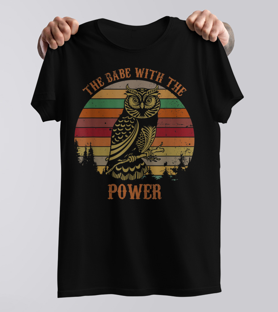 The Babe With The Power Owl Retro Stripes T-Shirt
