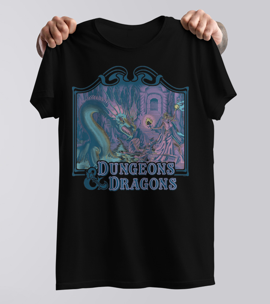 Dungeons And Dragons Classic Basic Rule Dragon Encounter Scene T-Shirt