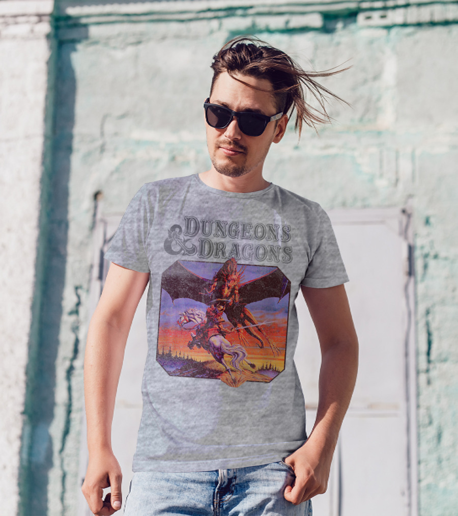 Dungeons And Dragons Classic Expert Rules Knight With Dragon T-Shirt