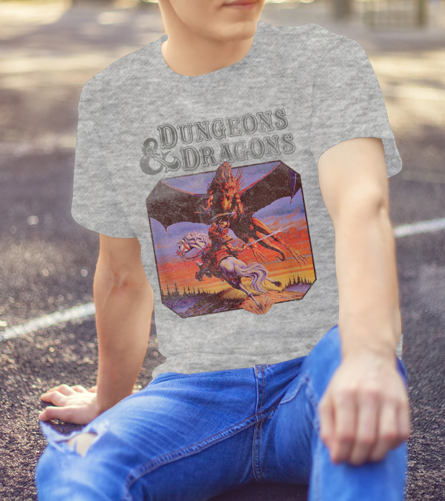 Dungeons And Dragons Classic Expert Rules Knight With Dragon T-Shirt